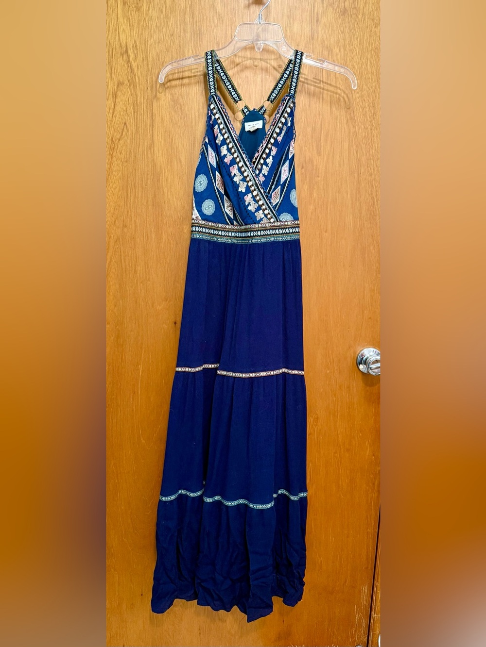 Tea n Cup Navy Blue Embroidered Maxi Dress
